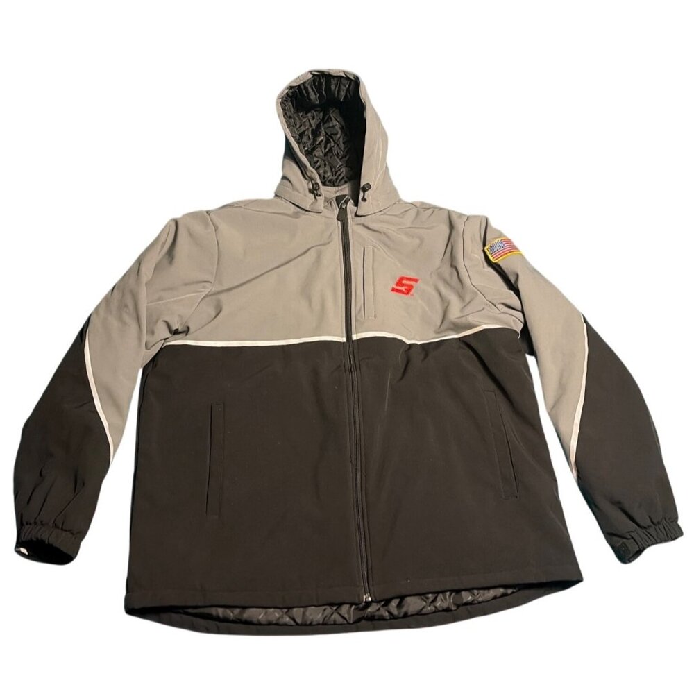 Nice Snap-On Tools Grey & Black Insulated Winter Jacket W/ Removable Hood XXL